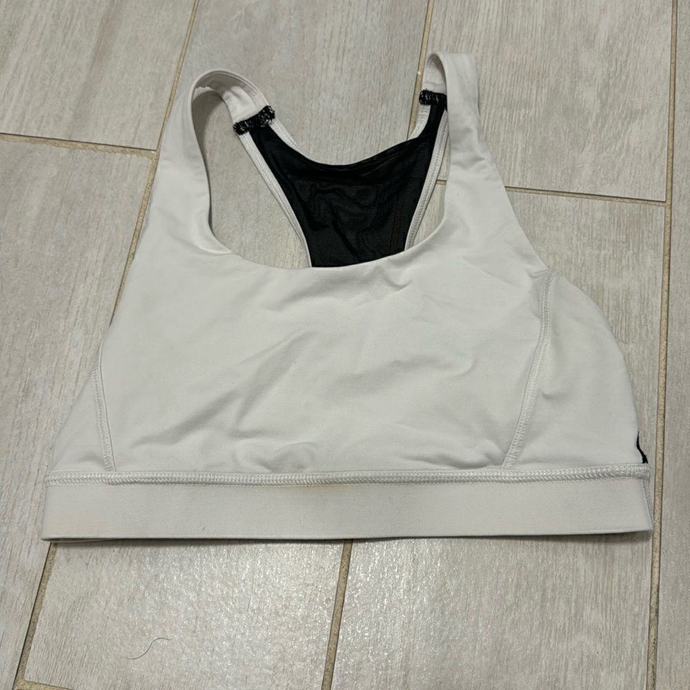 Lululemon white/black sports bra 4